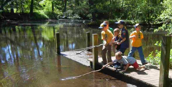 Cub scouts at dock