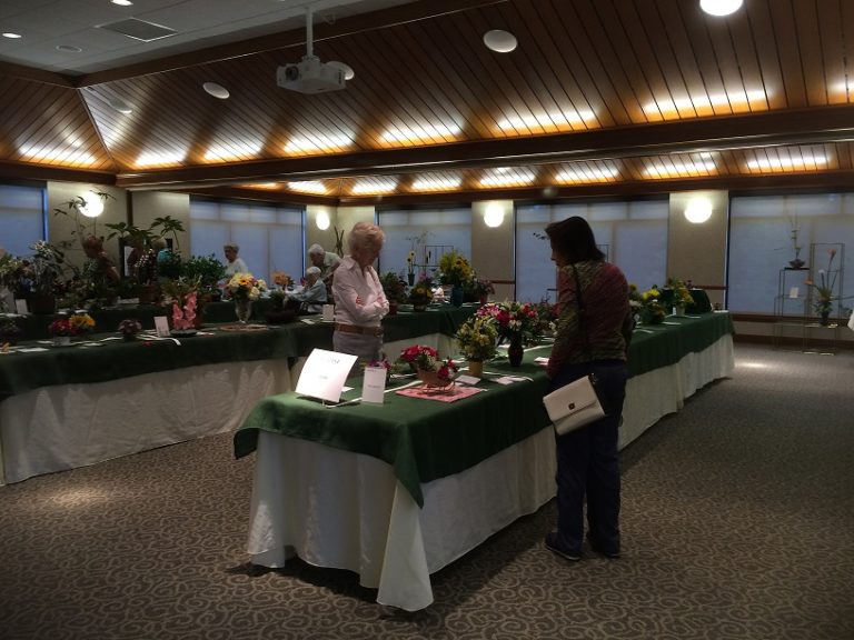 Flowershow table with visitors